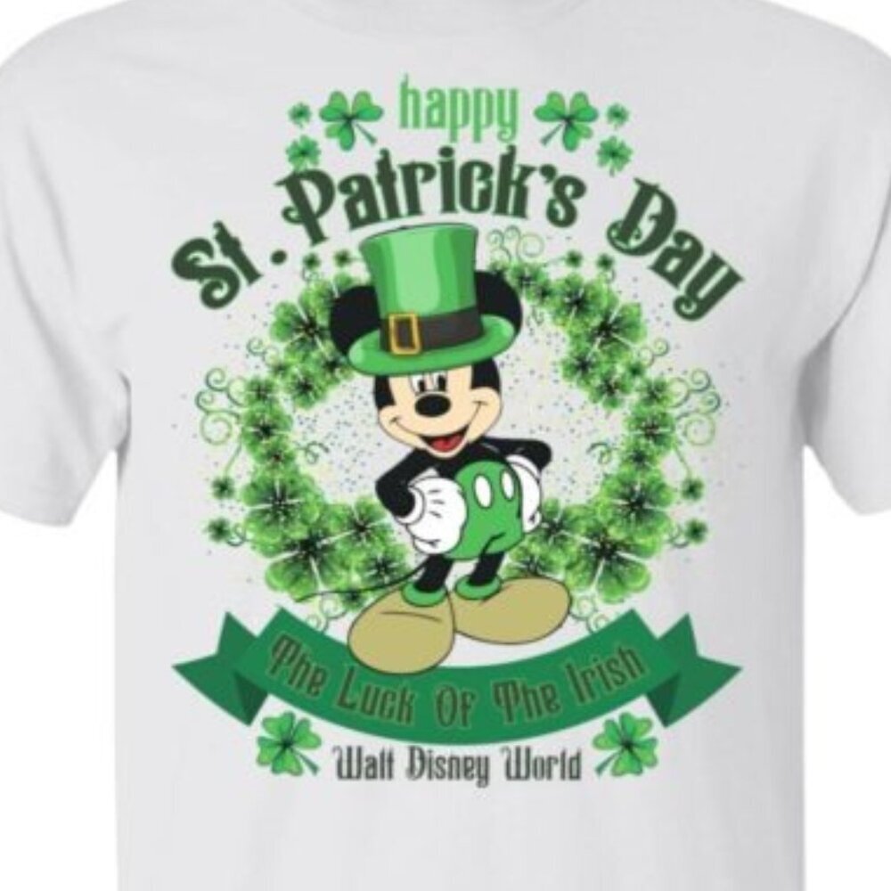 Mickey Mouse Luck Of The Irish St Patricks Day Graphic T-Shirt Holiday Fan Gift - Picture 2 of 5